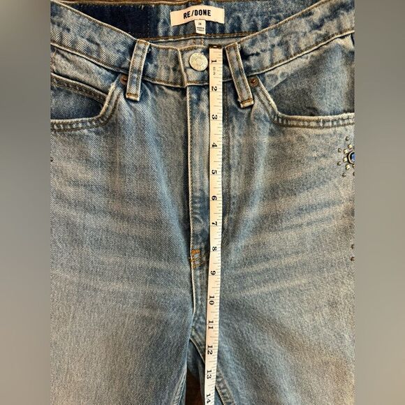Re/Done 70s Loose Flare Jeans in Color 60s Studded Indigo Denim Women’s Size 24 - Picture 13 of 16